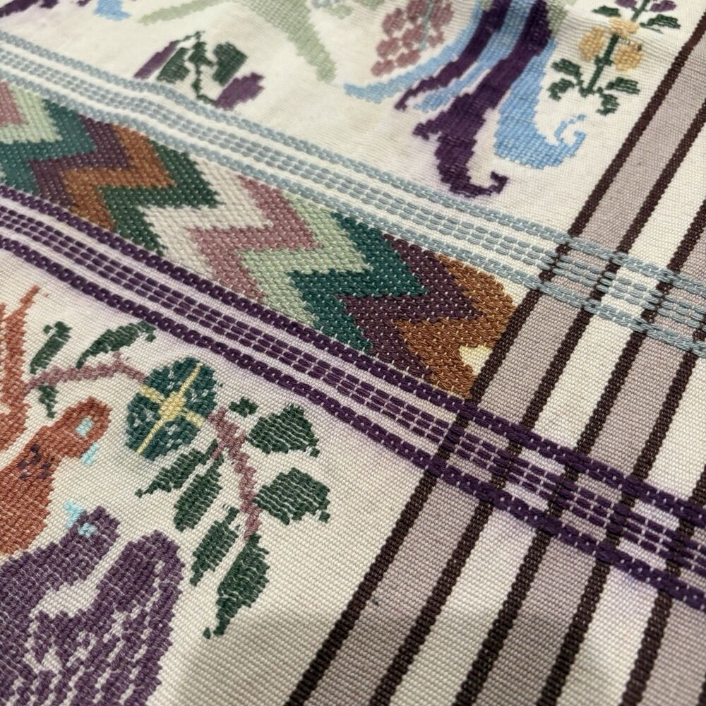 Handwoven Guatemalan Cotton Table Runner Quetzal Bird Design Textile Wall Art - Picture 3 of 14